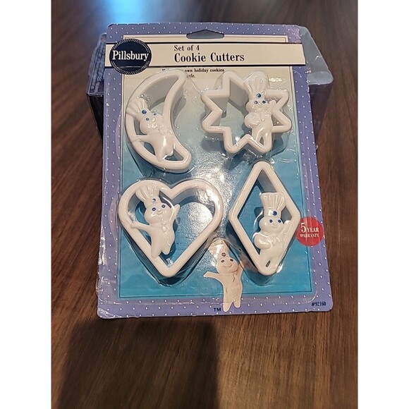Vintage 1992 Pillsbury Doughboy Set of 4 Cookie Cutters shapes Heart Moon baking - Picture 1 of 12
